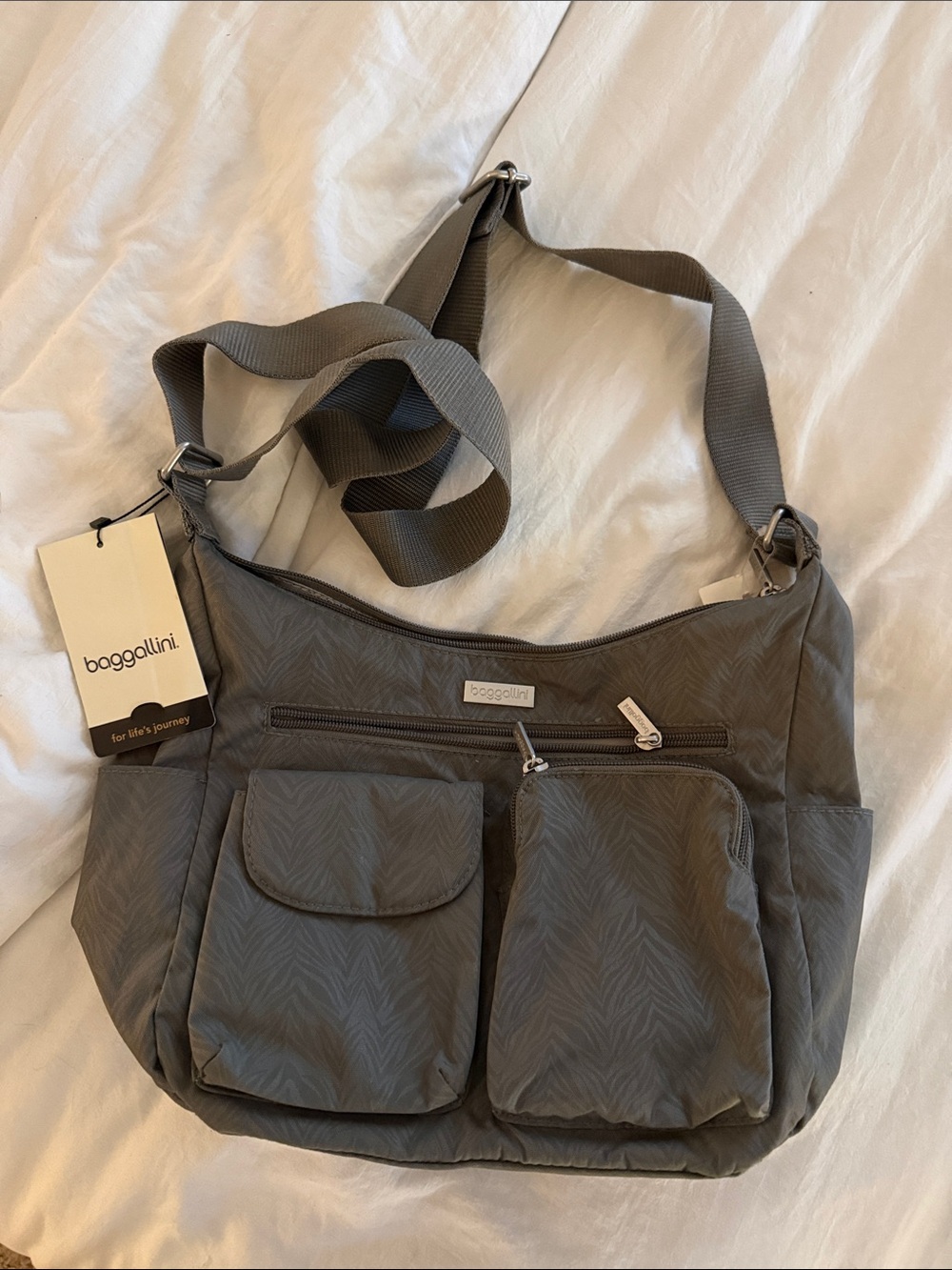 Baggallini Gray Quilted Crossbody Shoulder Bag